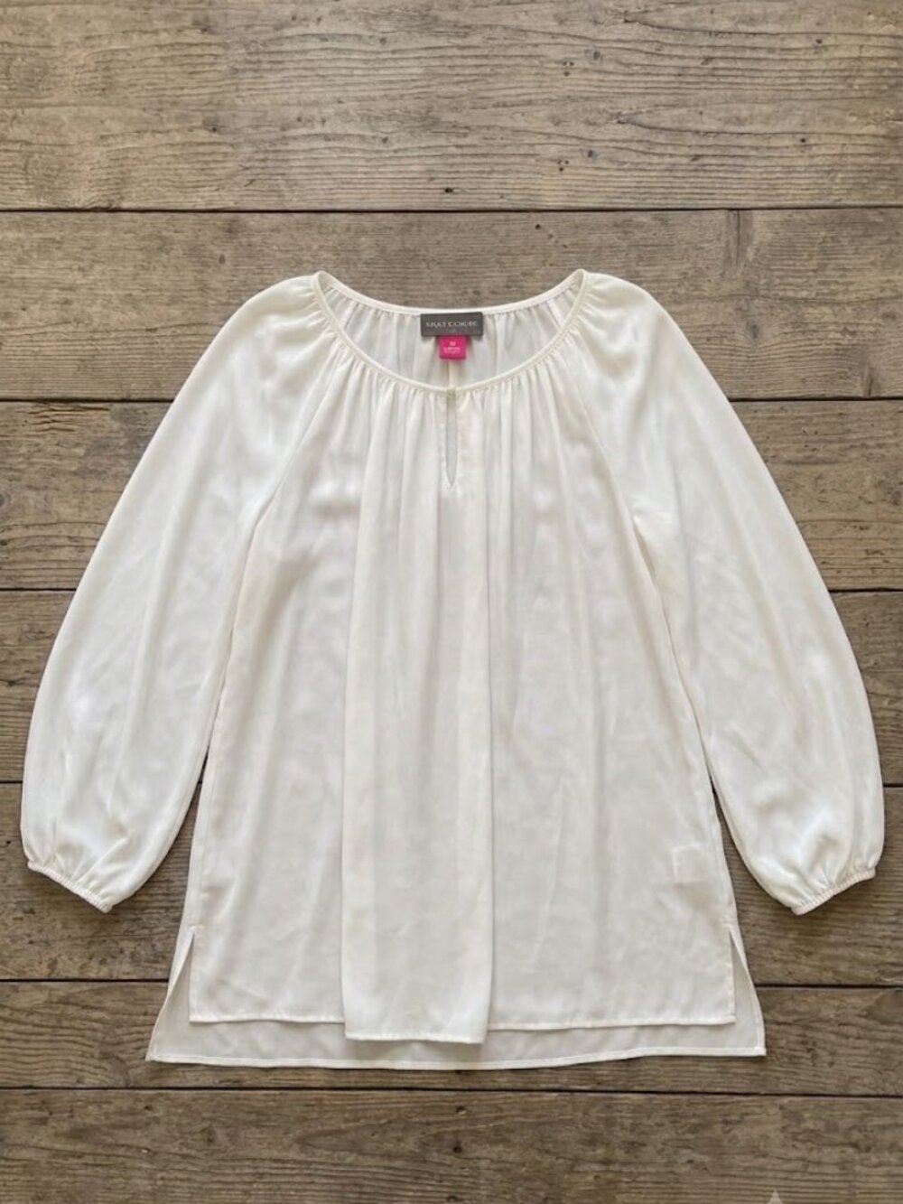 Romantic Off White Peasant Blouse Gathered Neckline Tunic Size 1X